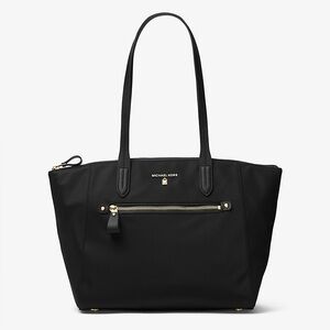 NWT Michael Kors Kelsey top zip nylon Black tote bag
